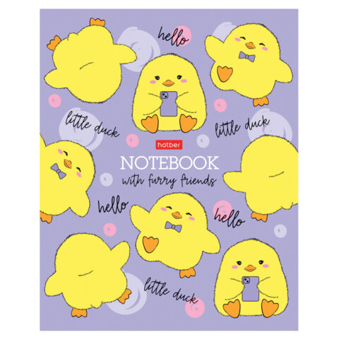 Тетрадь А5 48 л., HATBER скоба, клетка, матовая ламинация, "Пушистые Тетрадь А5 48 л., HATBER скоба, клетка, матовая ламинация, "Пушистые