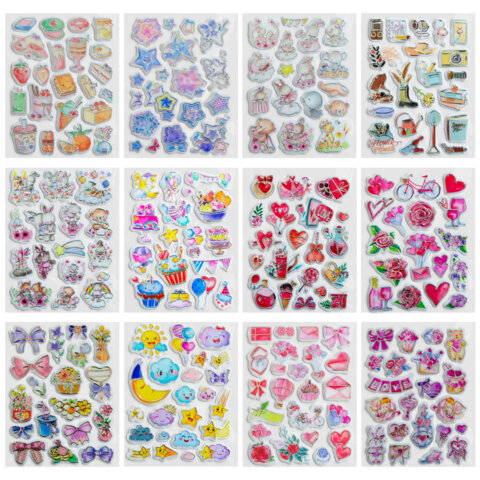 Наклейки объемные "Вдохновение", 19х15 см, ассорти 12 видов, FUNSTER Наклейки объемные "Вдохновение", 19х15 см, ассорти 12 видов, FUNSTER