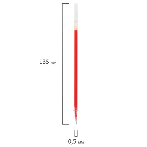 Стержень гелевый STAFF, 135 мм, КРАСНЫЙ, игольчатый узел 0,5 мм, линия письма