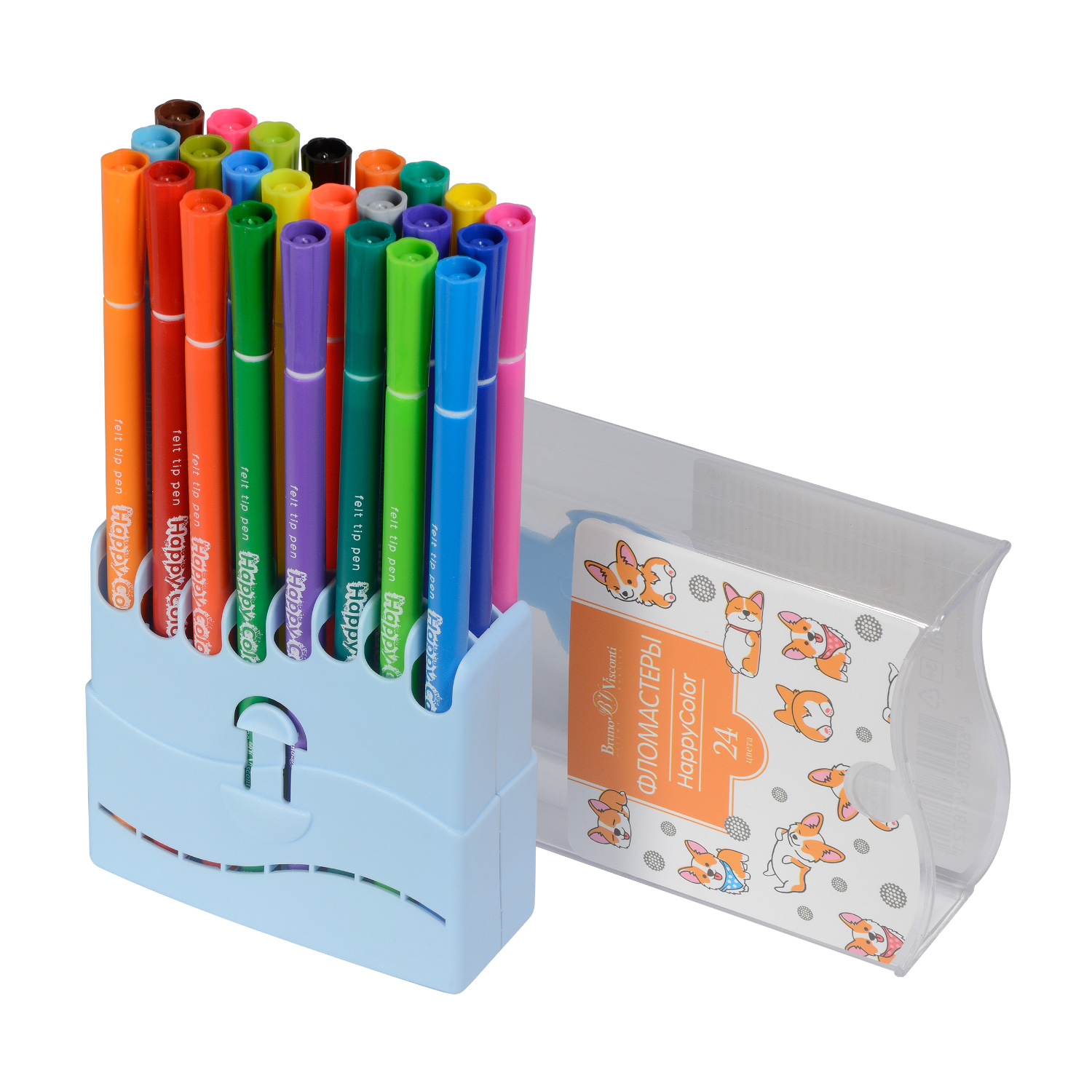 ФЛОМАСТЕРЫ "HAPPYCOLOR" 24 ЦВ. В ПЛАСТИКОВОМ ПЕНАЛЕ 2 ВИДА ФЛОМАСТЕРЫ "HAPPYCOLOR" 24 ЦВ. В ПЛАСТИКОВОМ ПЕНАЛЕ 2 ВИДА