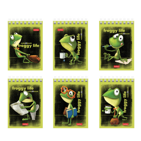 Блокнот МАЛЫЙ ФОРМАТ А7, 40 л., гребень, картон, клетка, HATBER, "Лягух Блокнот МАЛЫЙ ФОРМАТ А7, 40 л., гребень, картон, клетка, HATBER, "Лягух
