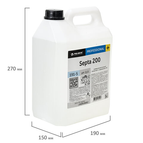 Средство моющее c дезинфицирующим эффектом 5 л PRO-BRITE SEPTA 200, концентрат,