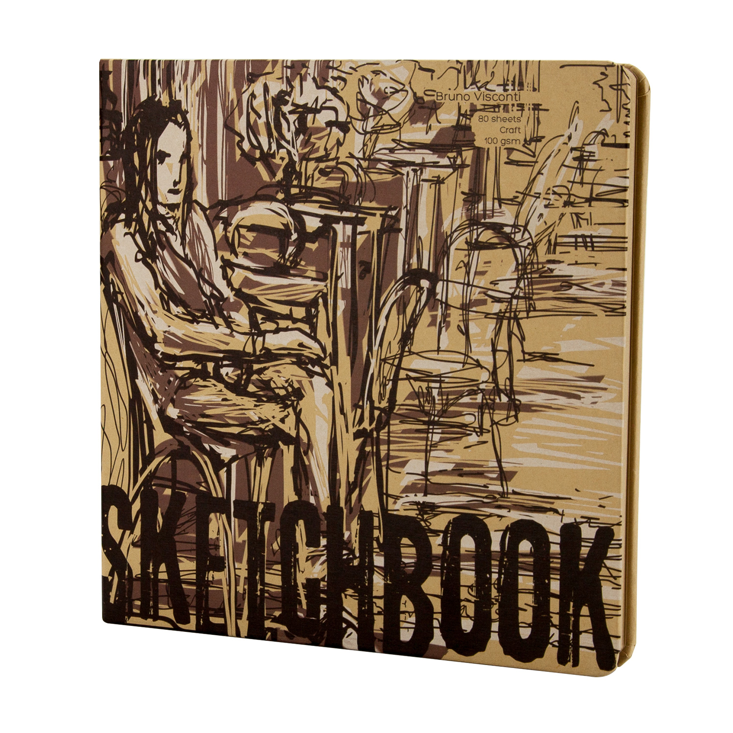 SKETCHBOOK BV, 200х200 мм, 80Л, КРАФТ 100 гр, В ТВЕРДОМ ПЕРЕПЛЕТЕ (3 ВИДА)