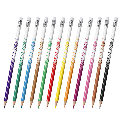 Карандаши цветные стираемые с резинкой 12 ЦВЕТОВ BIC "Kids Evolution