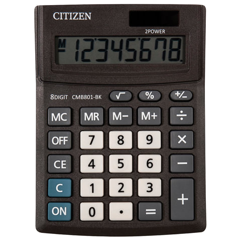 Калькулятор настольный CITIZEN BUSINESS LINE CMB801BK, МАЛЫЙ (137x102 мм), 8