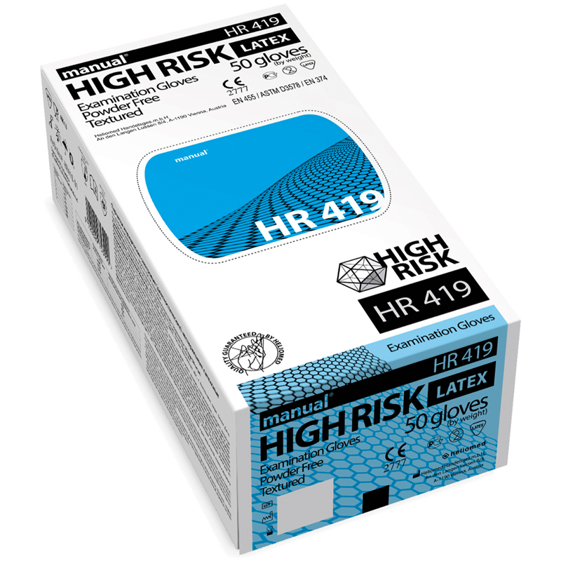 Перчатки латексные медицинские Manual "High Risk HR419", M, 50шт.,