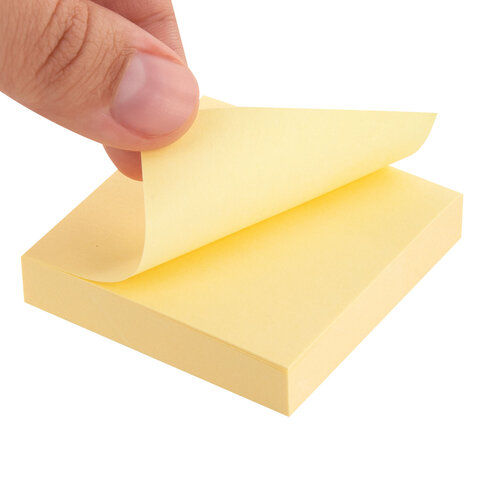 Блок самоклеящийся (стикеры) STAFF STANDARD, ПАСТЕЛЬНЫЙ 51х51 мм, желтый, 100