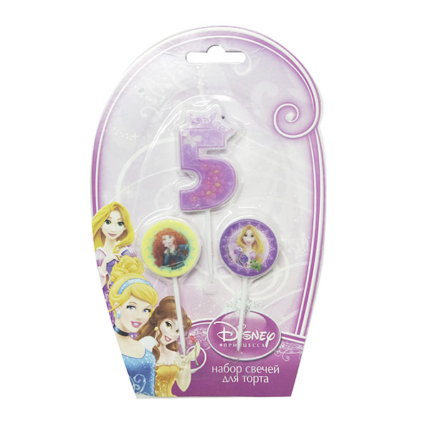 Свечи для торта Дисней Принцессы (цифра 5, медальоны 2 шт) Свечи для торта Дисней Принцессы (цифра 5, медальоны 2 шт)