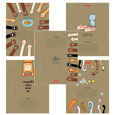 Тетрадь 18 л., HATBER клетка, обложка картон КРАФТ, "На мягких лапках" Тетрадь 18 л., HATBER клетка, обложка картон КРАФТ, "На мягких лапках"