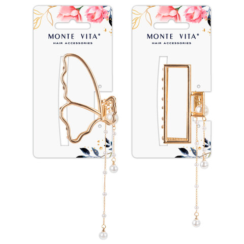 Краб для волос 7,5 см, с подвесками, золотистый, АССОРТИ, MONTE VITA (МОНТЕ Краб для волос 7,5 см, с подвесками, золотистый, АССОРТИ, MONTE VITA (МОНТЕ