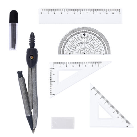 Готовальня ПИФАГОР 8 предметов: циркуль 120 мм, чертежные принадлежности, Готовальня ПИФАГОР 8 предметов: циркуль 120 мм, чертежные принадлежности,