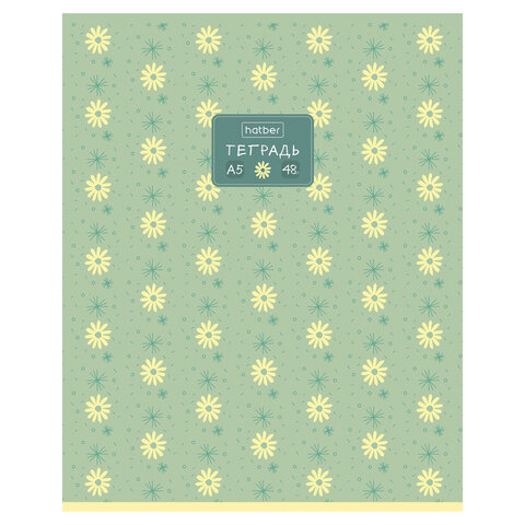 Тетрадь А5 48 л., HATBER, скоба, клетка, обложка картон, тиснение, Цветочный Тетрадь А5 48 л., HATBER, скоба, клетка, обложка картон, тиснение, Цветочный