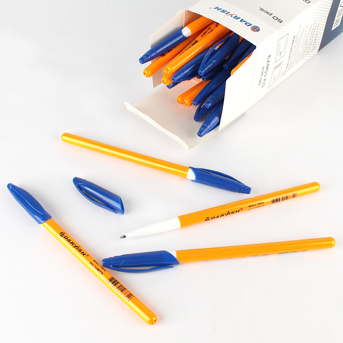 Ручка шариковая синяя "Darvish" корпус оранжевый