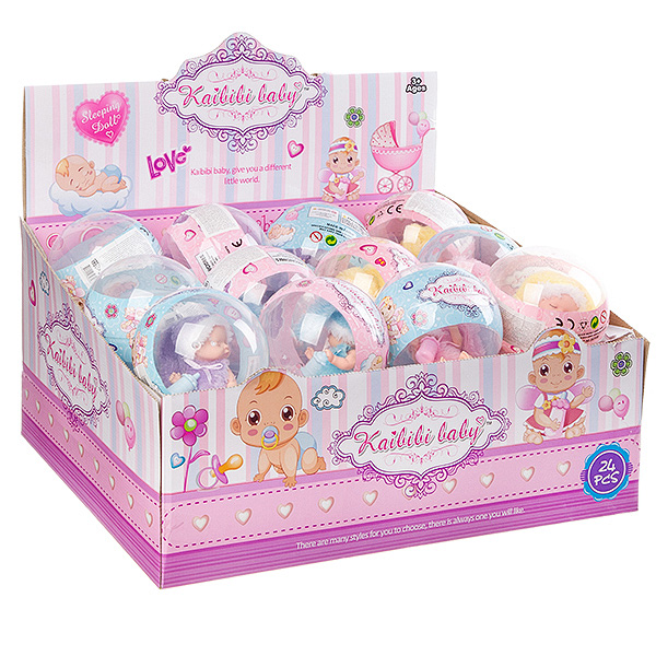 Пупс в мех. костюмчике с ушками, с соской, в шарике, Kaibibi baby, D/B 24 шт., Пупс в мех. костюмчике с ушками, с соской, в шарике, Kaibibi baby, D/B 24 шт.,