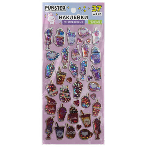 Наклейки гелевые "Любимые блестки", 17,5х9 см, ассорти 6 видов,