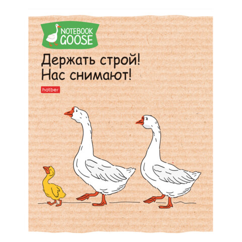 Тетрадь А5 48 л., HATBER скоба, клетка, обложка картон, "Гусь - Тетрадь А5 48 л., HATBER скоба, клетка, обложка картон, "Гусь -