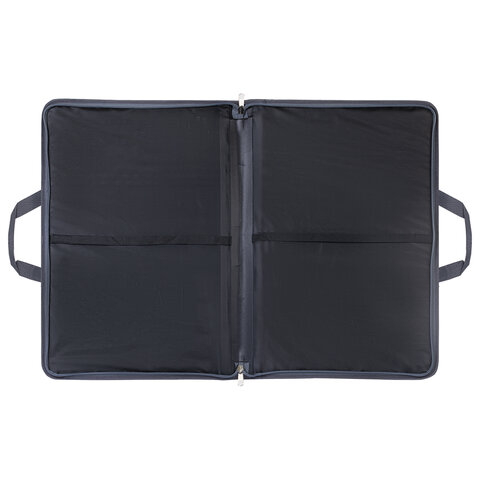 Папка сумка для рисунков и чертежей каркасная А2 (45х65 см), экокожа, BRAUBERG