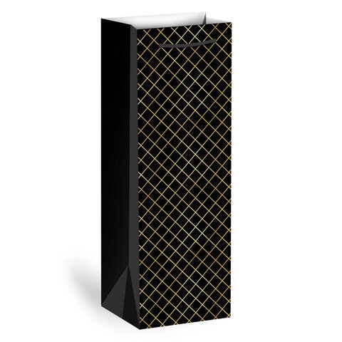 Пакет подарочный под бутылку (1 штука), 13х9x36 см (B), "Leather Bottle