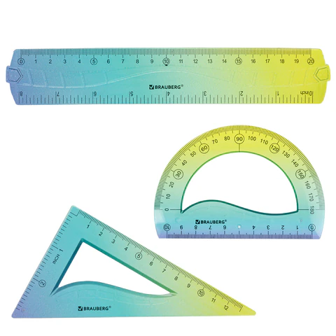 Набор чертежный гибкий BRAUBERG GRADE (линейка 20 см, треугольник, транспортир),