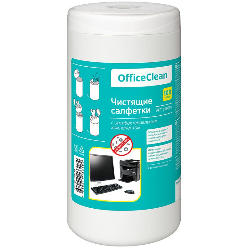 Туба с чист. салфетками OfficeClean универсальные, антибактериальные, 100шт. Туба с чист. салфетками OfficeClean универсальные, антибактериальные, 100шт.