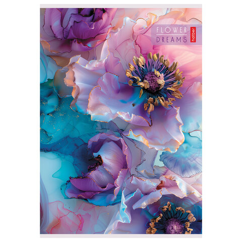 Тетрадь А4 80 л., HATBER скоба, клетка, Soft-touch ламинация, "Цветочные Тетрадь А4 80 л., HATBER скоба, клетка, Soft-touch ламинация, "Цветочные