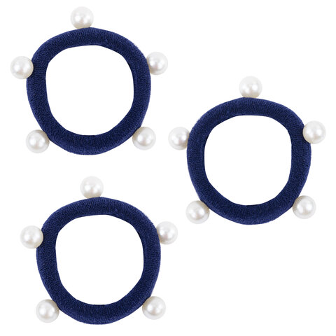 Резинки для волос НАБОР 3 шт., мягкие, средние, с бусинами, АССОРТИ, MONTE VITA