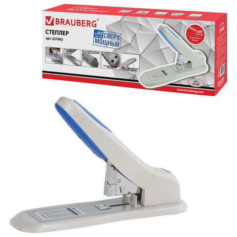 Степлер МОЩНЫЙ №24/6-23/24 BRAUBERG "Horn", до 200 листов,