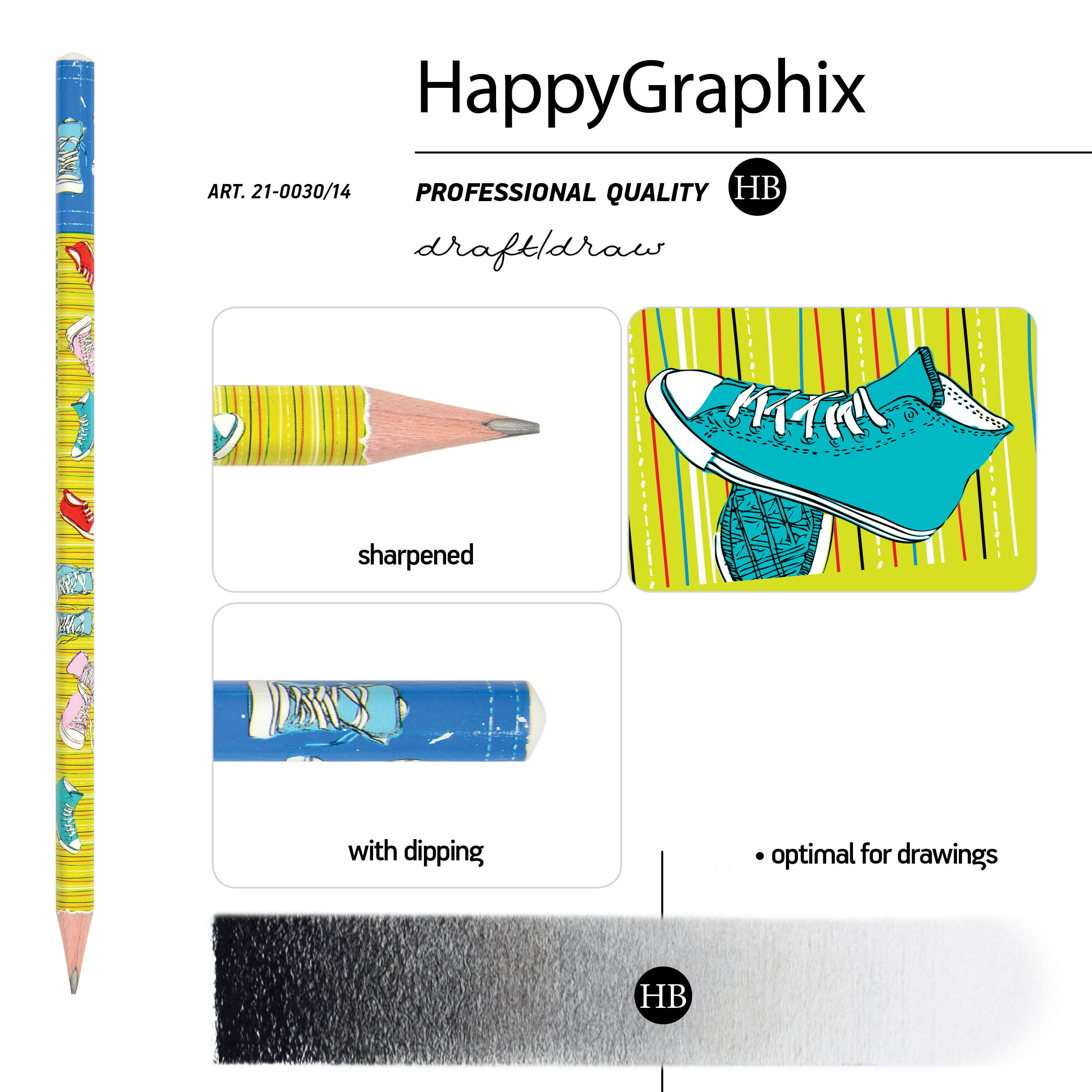 КАРАНДАШ ЧЕРНОГРАФИТОВЫЙ "HappyGraphix" КЕДЫ НВ