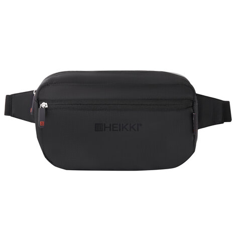 Сумка на пояс HEIKKI RIO (ХЕЙКИ) регулируемый ремень, черная, 28х16х9 см, 273886