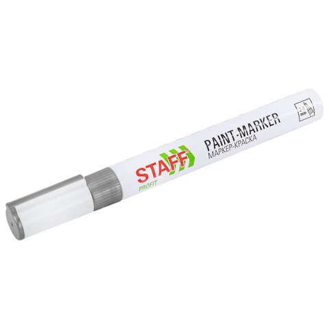 Маркер-краска лаковый (paint marker) 2-4 мм, СЕРЕБРИСТЫЙ, НИТРО-ОСНОВА, STAFF Маркер-краска лаковый (paint marker) 2-4 мм, СЕРЕБРИСТЫЙ, НИТРО-ОСНОВА, STAFF