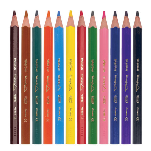 Карандаши цветные утолщенные BIC "Triangle", 12 цветов, пластиковые,
