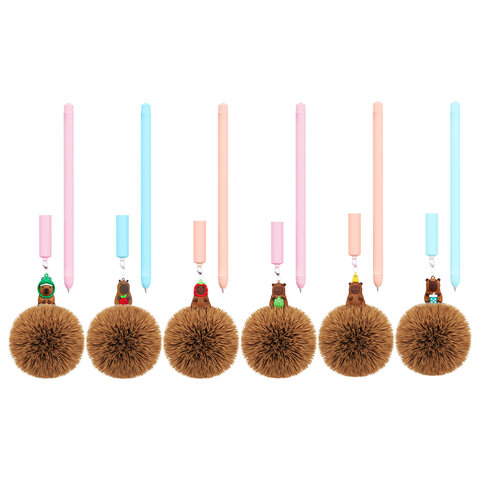 Ручка с пушистой подвеской шариковая FUNSTER "FLUFFY CAPY", СИНЯЯ, Ручка с пушистой подвеской шариковая FUNSTER "FLUFFY CAPY", СИНЯЯ,