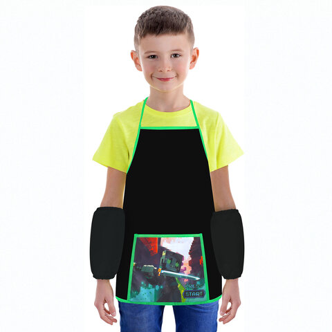 Фартук с нарукавниками для уроков труда ПИФАГОР, 1 карман, 46х54 см, "Sharp Фартук с нарукавниками для уроков труда ПИФАГОР, 1 карман, 46х54 см, "Sharp