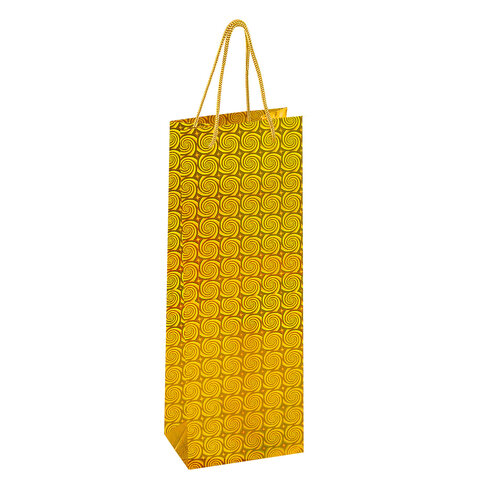 Пакет подарочный для бутылки 13x9x36 см (B), НАБОР 8 шт., 4 дизайна, голография,