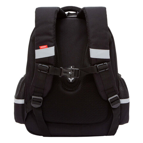 Ранец GRIZZLY анатомическая спинка, c брелоком, для девочек, "HEARTS",