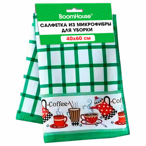 Салфетка из МИКРОФИБРЫ универсальная, 40х60 см, зеленая клетка, орнамент, 240 Салфетка из МИКРОФИБРЫ универсальная, 40х60 см, зеленая клетка, орнамент, 240