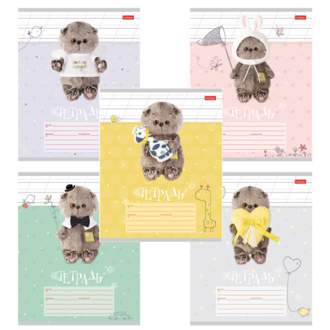 Тетрадь 12 л., HATBER косая линия, обложка картон, "Кот Басик" (микс в Тетрадь 12 л., HATBER косая линия, обложка картон, "Кот Басик" (микс в