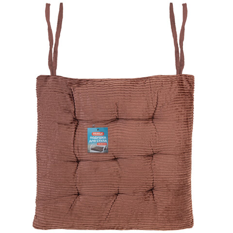 Подушка на стул "ВЕЛЬВЕТ" 38х38 см, полиэстер, коричневая, PRIMILA