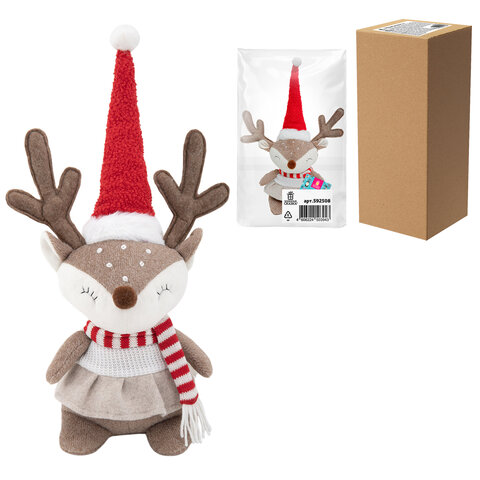 Украшение новогоднее интерьерное 40 см "Веселый оленёнок", полиэстер, Украшение новогоднее интерьерное 40 см "Веселый оленёнок", полиэстер,