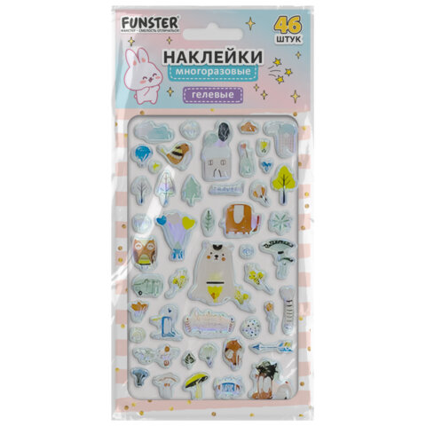 Наклейки гелевые "Блестящий микс", 15,5х9,5 см, ассорти 6 видов,