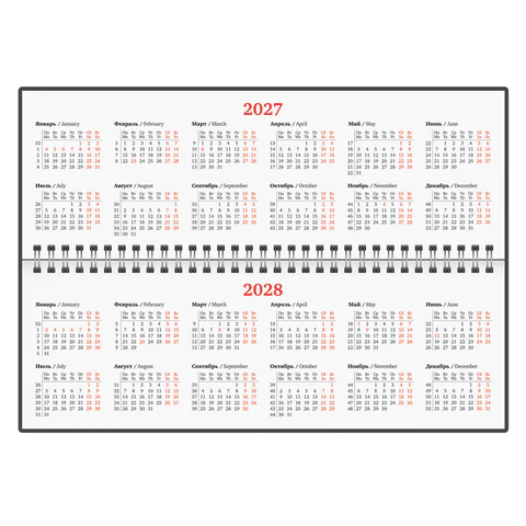 Планинг датированный 2027, 305х140 мм, BRAUBERG "Select", под кожу,