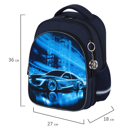 Рюкзак BRAUBERG OPTIMA, 2 отделения, с брелоком, "Night driver",