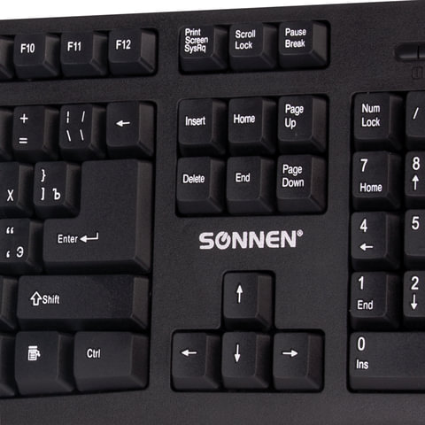 Клавиатура проводная SONNEN KB-330,USB, 104 клавиши, классический дизайн,