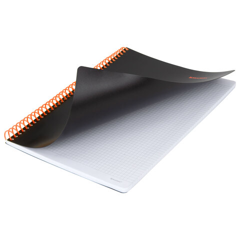 Тетрадь обложка пластик, А4 80 л., спираль пластик, резинка, клетка, BRAUBERG,