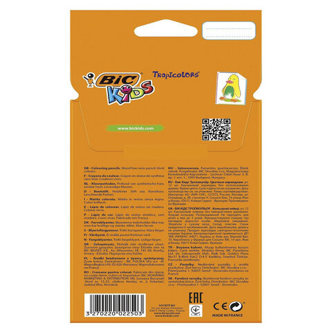 Карандаши цветные BIC "Tropicolors", 12 цветов, пластиковые,