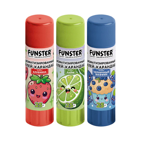 Клей-карандаш ароматизированный FUNSTER (ФАНСТЕР), клубника, лайм, черничный