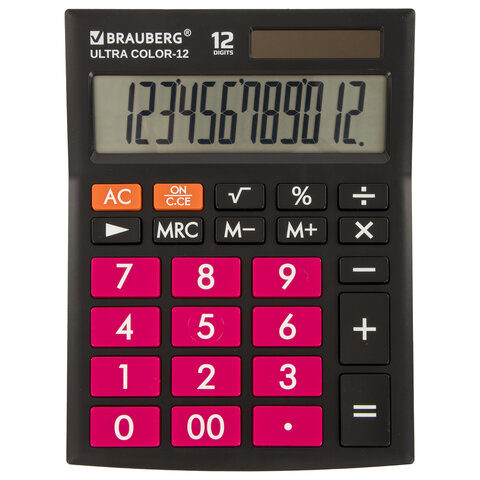 Калькулятор настольный BRAUBERG ULTRA COLOR-12-BKWR (192x143 мм), 12 разрядов,