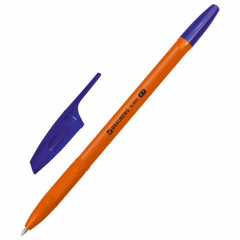 Ручки шариковые BRAUBERG "X-333 ORANGE", НАБОР 8 ШТУК, СИНИЕ, узел 0,7