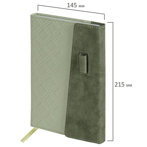 Ежедневник недатированный А5 145х215 мм, BRAUBERG "Stitch", под кожу,