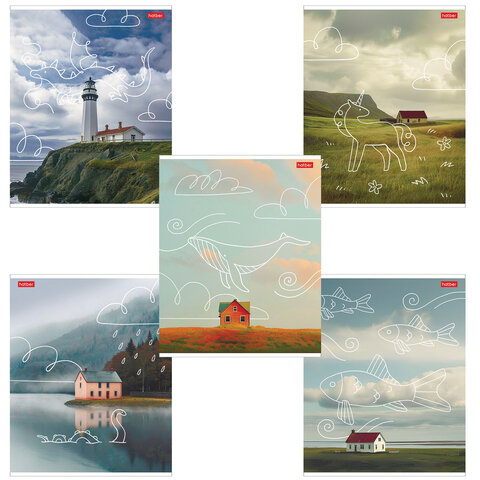 Тетрадь обложка пластик, А5, 48 л., скоба, клетка, HATBER, "Во сне и Тетрадь обложка пластик, А5, 48 л., скоба, клетка, HATBER, "Во сне и